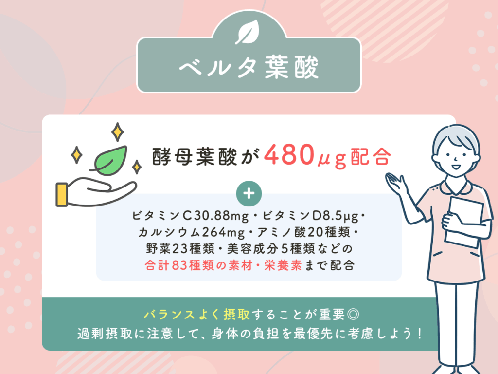 葉酸量をバランスよく摂取することが妊活・妊娠管理で重要なため