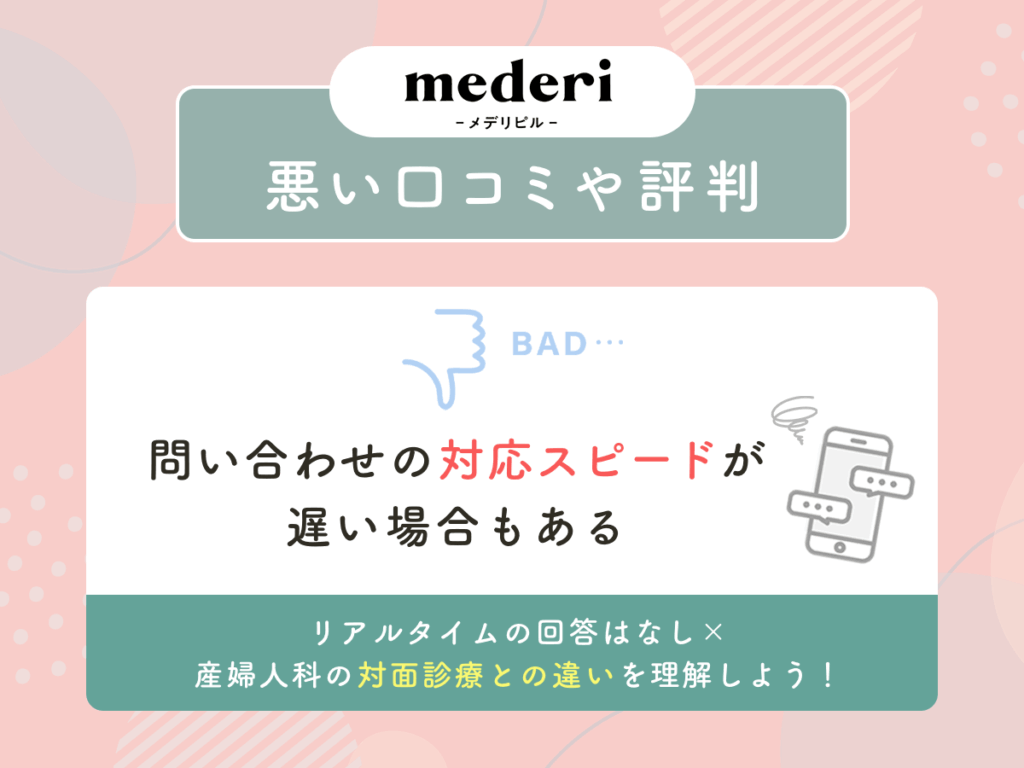 メデリピルの悪い口コミや評判①：問い合わせの対応スピードが遅い場合もある