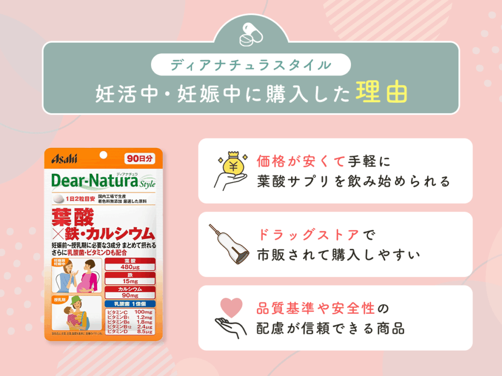 ディアナチュラスタイル（葉酸×鉄・カルシウム）を妊活中・妊娠中に購入した理由