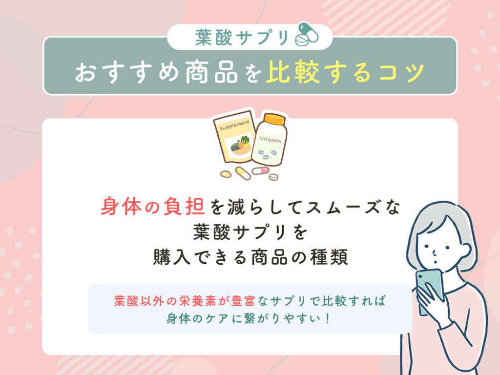 身体の負担を減らしてスムーズな葉酸サプリを購入できる商品の種類