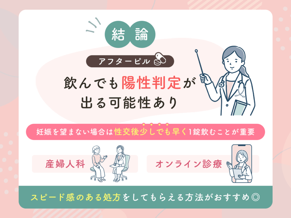 【結論】アフターピルを飲んでも陽性になることはある