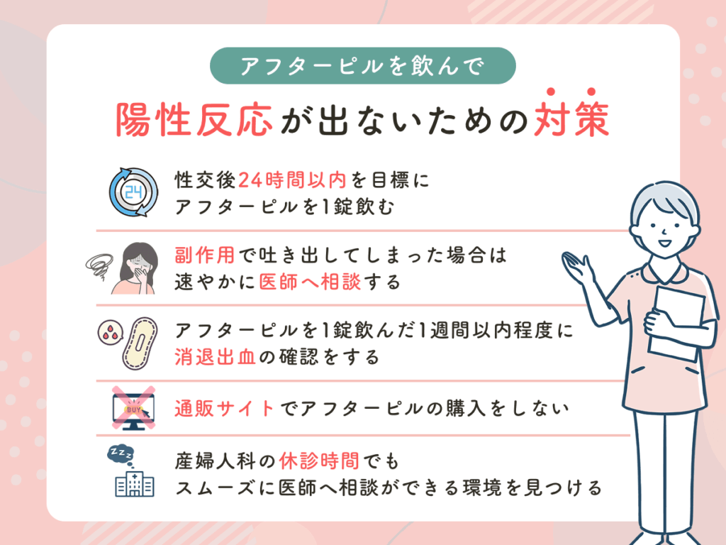 アフターピルを飲んで陽性反応が出ないための対策
