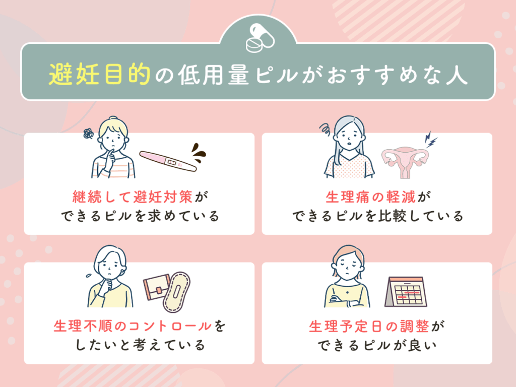避妊目的の低用量ピルがおすすめな人